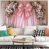 KUKUSOUL Pink Curtain Backdrop Giant Bowknot Floral Birthday Decoration