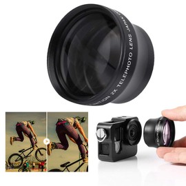 Tbest Teleconverter 37 mm, converter telephoto lens, 2x magnification high definition lens, HD telephoto camcorder lenses for 37 mm holder camera