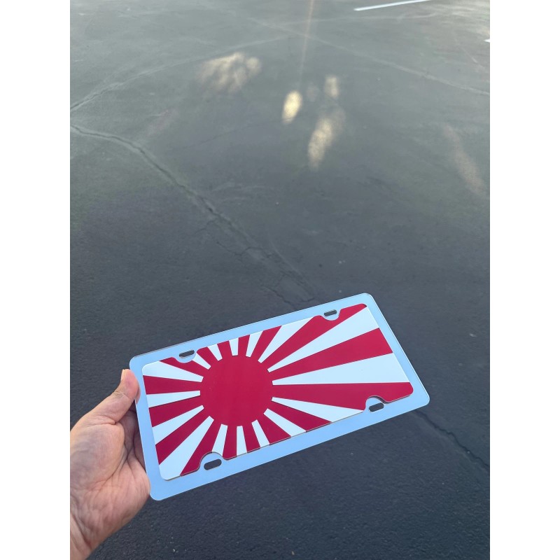 Japan Rising Flag Mirror Acrylic laser cut license plate JDM
