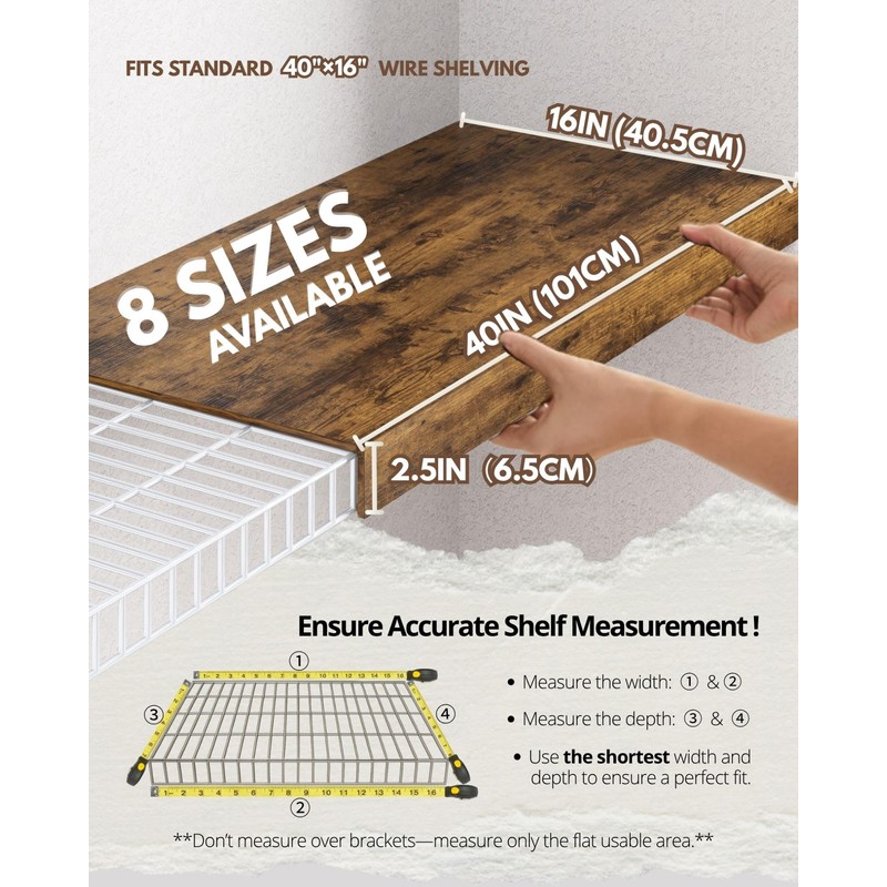 Makentra 4 Pcs 40×16 Wire Shelf Cover – Engineered Wood