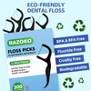 RAZOKO Biodegradable Dental Floss Picks, Charcoal Toothpick Stick Soft On