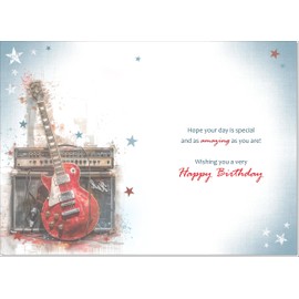 doodlecards Dad Birthday Card Guitar Medium Size with Plain Envelope