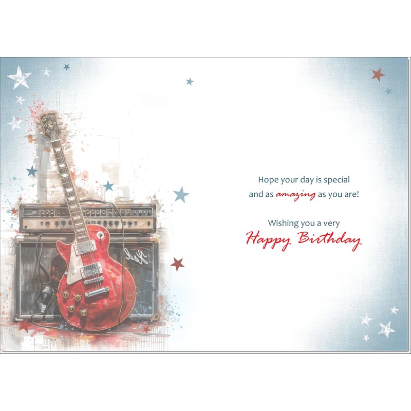 doodlecards Dad Birthday Card Guitar Medium Size with Plain Envelope