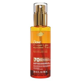 Dove Damage Therapy Defense - Suero bifásico + aceite, 1 unidad de reparación UV y brillo para 70 horas de protección del cabello, con suero ferúlico, 3.9 onzas líquidas