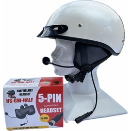 Daytona Helmets Skull Cap Half Helmet- DOT Approved- with 5-Pin Headset Made for Honda Goldwing Audio Systems Pearl White- 4XL