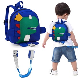 Mochila con Arnés y Correa para Niños Pequeños, Mochilas 4 en 1 para Niños con Forma de Dinosaurio y Eslabón para la Muñeca Antipérdida, Arneses para Niños y Correas para Pasear (dinosaurio azul)
