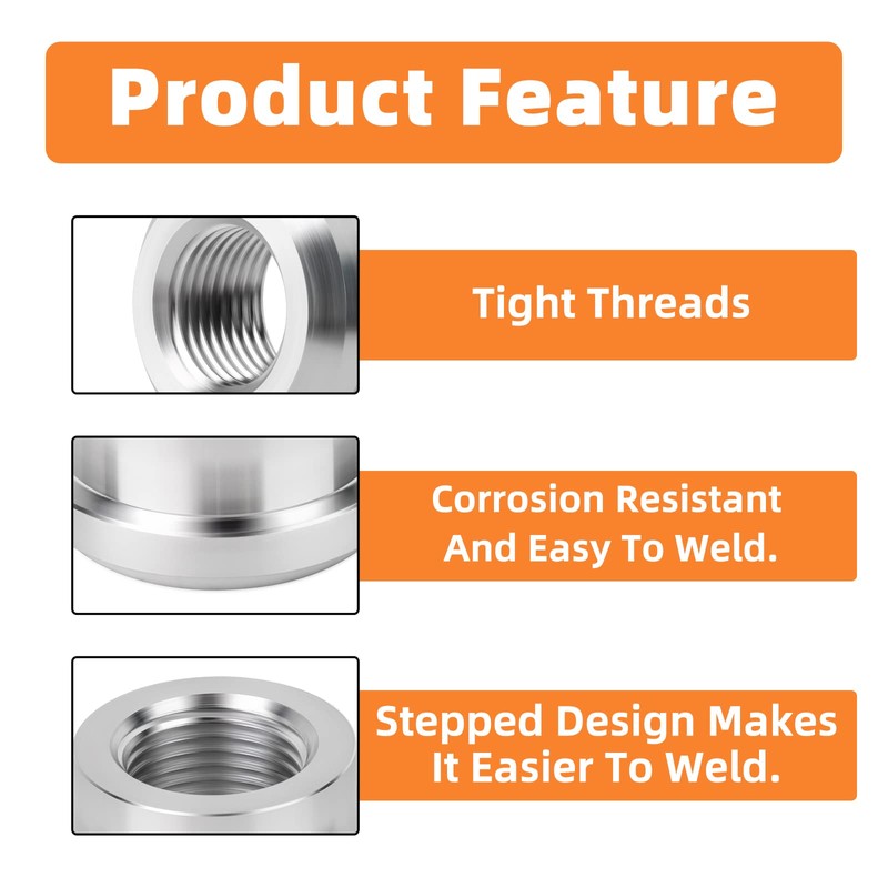 GASHER 2PCS Aluminum Weld On Bung 1/2" NPT Female Weldable
