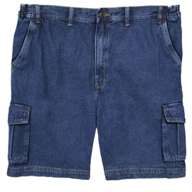 ROCXL Big Men’s Denim Cargo Shorts Expandable Waist Size 46 to 70 (48, Denim Blue)