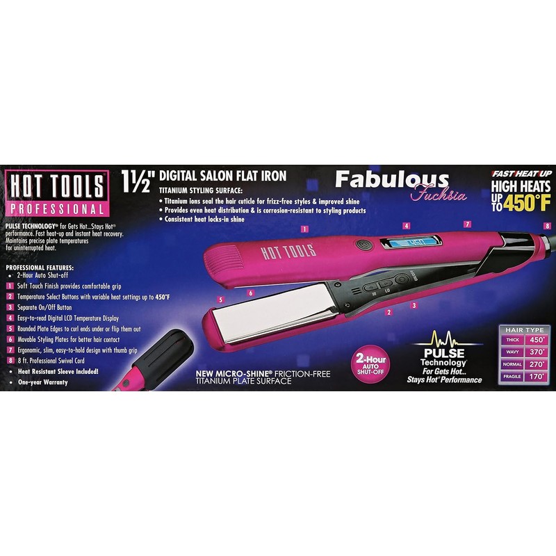 Hot Tool Professional Titanium Digital Flat Unfabulous Fuchsia 1.5 Inch