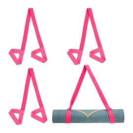 PATIKIL Yoga Mat Strap, 4 Pack Adjustable Yoga Mat Carrier Straps Sling Cotton Anti Slip Mat Holder Stretching Band for Exercise, Fuchsia