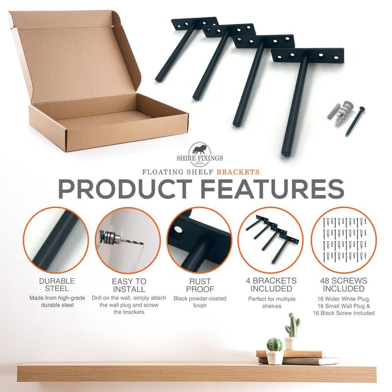 Heavy Duty Floating Shelf Bracket - Invisible Hidden Shelf Supports