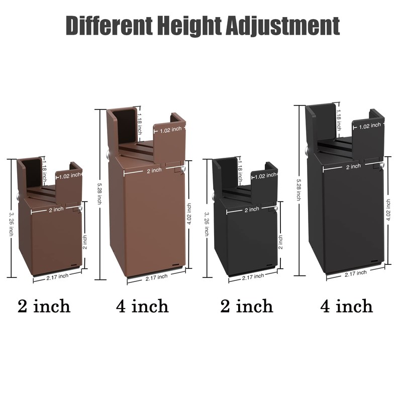 Sephyroth Adjustable Bed Risers Furniture Risers 4Pack with Screw Clamp