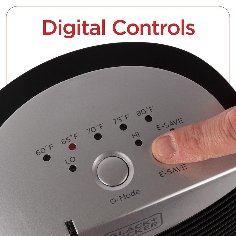 BLACK+DECKER Electric Heater with E-Save, Personal Heater with 3 Settings,