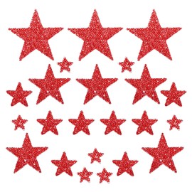 sourcing map 45 Pieces Iron on Patches Star Rhinestone Appliques Glitter Embroidered Patches Red Iron on Rhinestones for Clothes DIY Crafts Bag Hat Pants in 4 Size