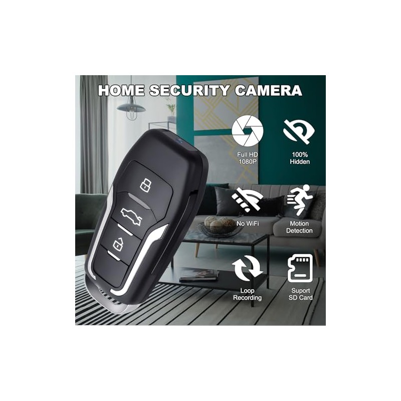 LXKFA 1080P HD Mini Video Recorder, Key Fob Design with