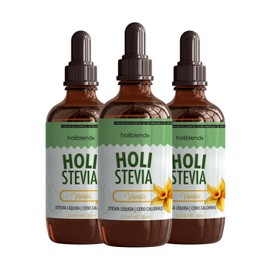 Stevia Orgánica Liquida Sabor Vainilla Kit 3 piezas – Holistevia Endulzante Natural HOLIBLEND – 100% Orgánico, Sin Clarificar, Sin Refinar