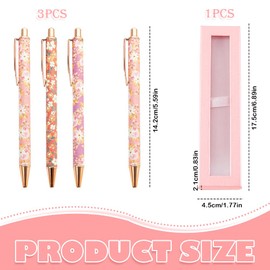 PMTFUMY 3PCS Floral Art Ballpoint Pens,pens for women，pen sets for ladies， Fancy Retractable Metal Flower Pens with Gift Box – Perfect for Women, Teachers, Students