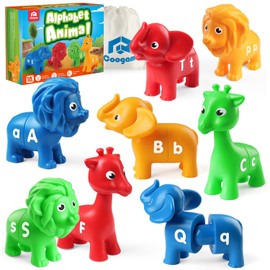 Coogam ABC Animal Alphabet Matching Game, 26PCS Uppercase Lowercase Letters Fine Motor Toy, Preschool Educational Montessori Learning Toys for 2 3 4 Years Old Toddlers