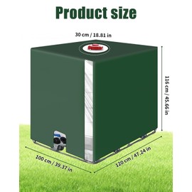 SOBEAU IBC Tank Cover 1000 L, IBC Container Accessories, Water Tank Tarpaulin with Transparent Film, Anti-UV Protective Tarpaulin, Rainwater Tank Cover, IBC Water Tank Cover, Green