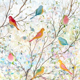 Ranzdn Window Privacy Film - Stained Glass Window Film Static Cling UV & Heat Blocking Rainbow Window Film for Glass Doors, Bedroom Windows - No Glue Premium Vinyl (Easy Install, 23.6"×78.7")