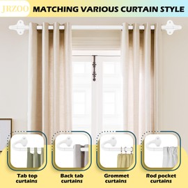 JRZOO 2Pack Wrap Around Curtain Rod 18 to 60 Inch(1.5-5 Feet), 5/8'' Adjustable Heavy Duty Blackout Drapery Rod, Curved Ceiling Mount Room Darkening Curtain Rod for Windows, White
