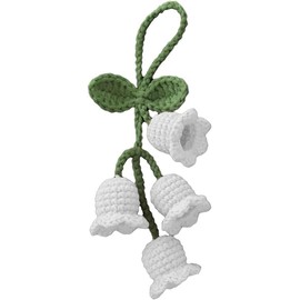 White Creative Knitted Orchid Flower Keychain Charms Crochet Flower Pendant for Car Key Purse Phone Supplies Mini Macrame Keychains Boho Macrame Bag Charms or Car Key Purse Phone Wallet，Keychain