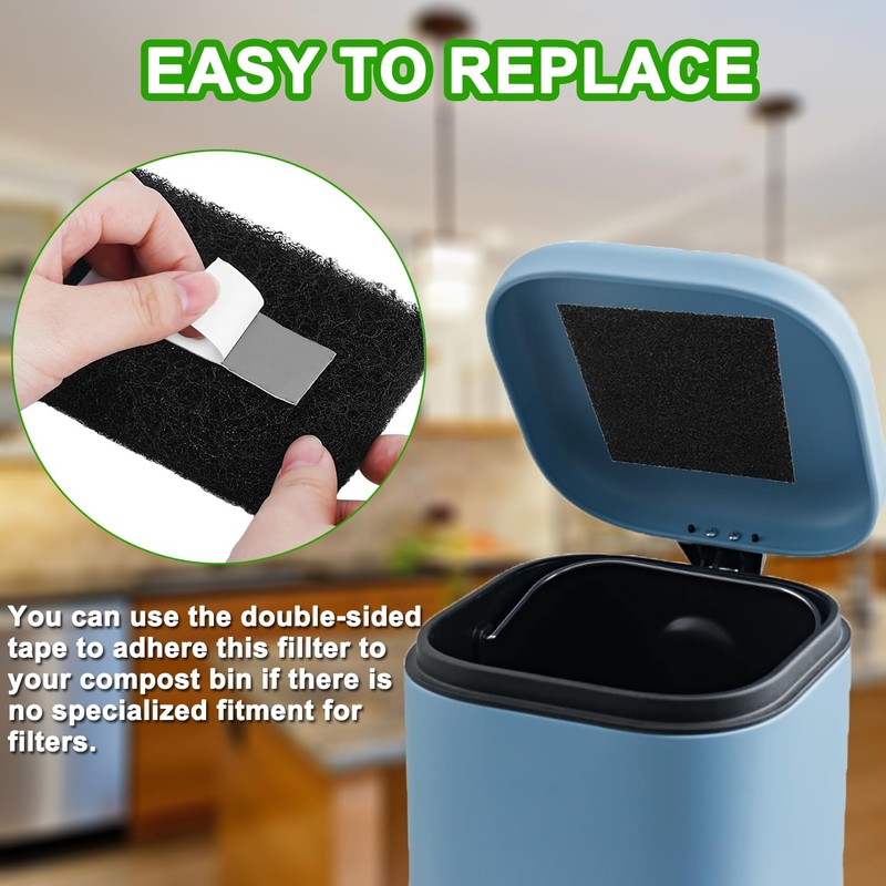 8 Pieces Activated Carbon Filter, Compost Container Filter, Organic Waste