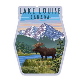 Die Cut Sticker Lake Louise, Canada, Summer Scene, Contour Vinyl Sticker 3 to 6 inches, (Waterproof Decal for Cars, Water Bottles, Laptops, Coolers), Large