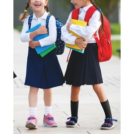 Auranso Girl Knee High Cotton Socks 9 Pairs Girls Long Crew Socks white 9-12 Years