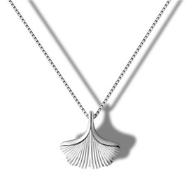 Helen de Lete Innovative Ginkgo Leaf 925 Sterling Silver Collar Necklace, Sterling Silver