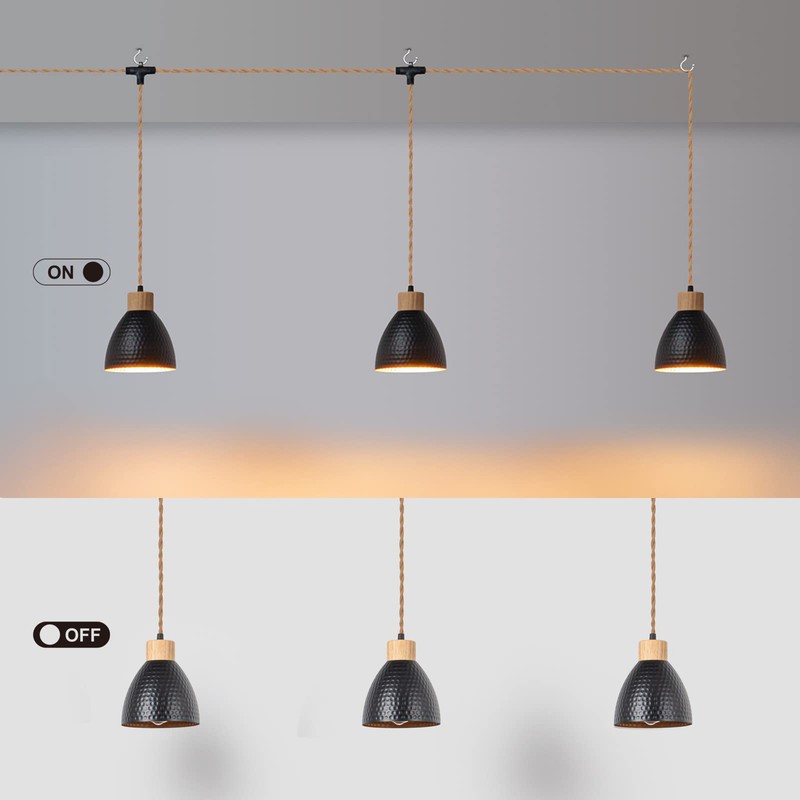 ALAISLYC 3-Light Plug in Pendant Light 22FT Industrial Hanging Lamp