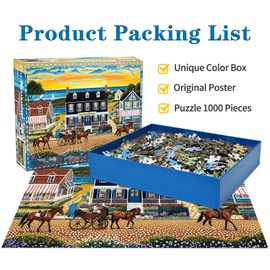 Puzzles 1000 Pieces for Adults jigsaw puzzles for adults-City illustration Charming Seaside Villa -1000 Piece Puzzle Classic Educational Games Beautiful Decoration Puzzle