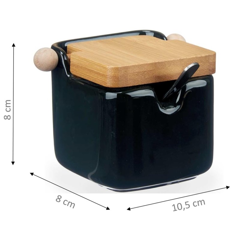 Vessia - Ceramic Sugar Bowl with Bamboo Lid with Sugar