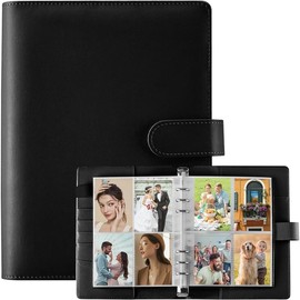 A5 Photocard Binder with 240 Card Sleeves,  Premium 6 Ring Kpop Photocard Binder Album, 4-Pocket PU Leather PC Binder with  Buckle Closure for Organizing Photocard - Black - Color: 30 Sheets | Purple