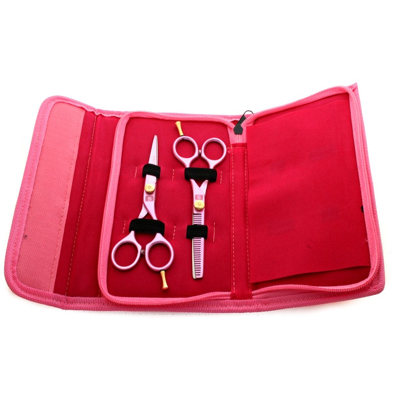 Hairdressing & Thinning Scissors Pink with Matching Sturdy Case