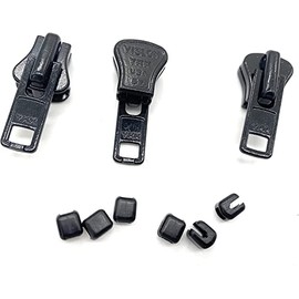 Zipper Repair Kit - #8 Heavy Duty YKK Vislon Jacket Zipper Sliders with Snapcap Stoppers Included - Choose Your Quantity - Made in The United States (10)