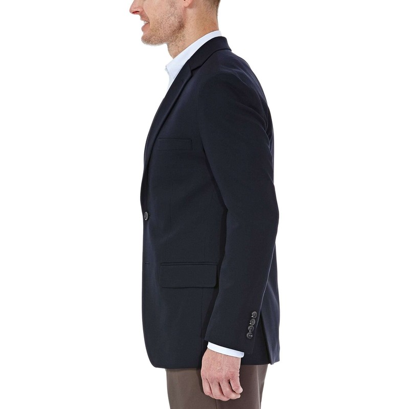 Haggar Men's Travel Stretch Tailored Fit 2-Button Side Vent Solid