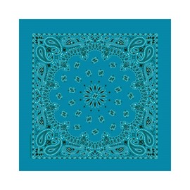 Premium Made in USA Unisex Paisley 100% Cotton Cowboy Bandana Head Wrap, USA Turquoise, 1 Piece