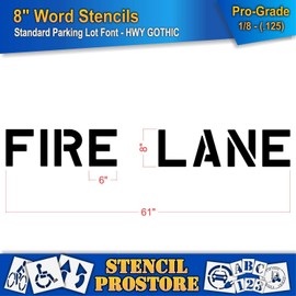 Pavement Marking Stencils - 8 inch FIRE Lane Stencil - 8" x 61" x 1/8'' (128 mil) - Pro-Grade