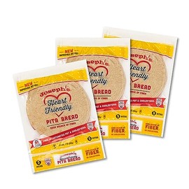 Joseph's Heart-Friendly Pita Bread, 3g Net Carbs Per Serving, 3-Pack (5 Per Pack, 15 Pitas Total), Fresh Baked
