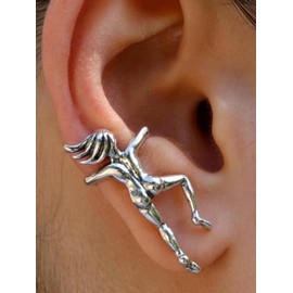 Climbing Man Earrings Human Shaped Clip Earring Helix Ear Clip Cartilage Earring Gold Punk Climbing Man Ear Cuff Earrings Gold Man Cuff Wrap Earrings Jewelry for Women and s(Silver)