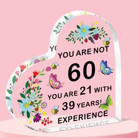 QMVMV 60th Birthday Acrylic Plaque 60th Birthday Gifts for Women Keepsake Unusual 60th Birthday Gifts for Her Special 60th Birthday Gifts for Mum Friend 60th Birthday Ideas for Sister