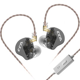 erjigo Auriculares intraurales con cable CCA CRA Sonido dinámico cristalino, ajuste ergonómico cómodo, controlador dinámico de 10 mm, aislamiento de ruido, sonido impulsado por graves (con micrófono, negro)