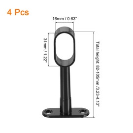 sourcing map 4 Pcs 1.22 x 0.63 Closet Rod Support Bracket, Rod Holder Wardrobe Accessories Clothes Rail Seat for Bedroom Bathroom, Black
