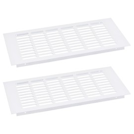 sourcing map Air Vents Cover, 2Pcs 350 x 150mm - Aluminum Alloy Mesh Air Return Vent Cover, Rectangle Louvered Ventilation Grille for Shoe Cabinet Wardrobe (White)