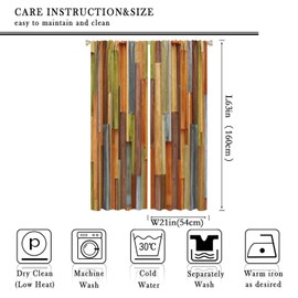 HROZINO Wooden Window Curtain,Vintage Wood Window Curtains, Planks Curtains, Hardwood Drapes for Room Living Room Bedroom Window Curtain Panel Pair 2 Panel Set 42x63in