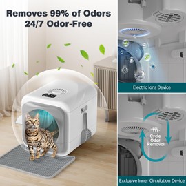 Kotlie Smart Odor Control Cat Litter Box Large Enclosed Cat Litter Box for Big Cats&Multiple Cats, Easy Clean Kitty Litter Box with Infrared Sensor, Scoop&Mat, 5V/1A USB