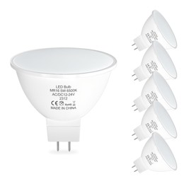 ORALUCE MR16 - Bombillas LED de 5 W, AC/DC 12-24 V GU5.3 de bajo voltaje, 6500 K, blanco frío, no regulable, 450 lm, ángulo de haz de inundación de 120 °, para paisaje, empotrado, iluminación de