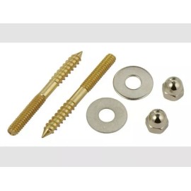 ACE 2 Packs Brass Toilet Screw Set Mounting Bowl to Floor Mount 1/4" x 2 1/2"