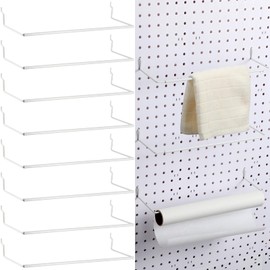 Nuanchu 8 Pcs Paper Towel Holder for Pegboard Extendable Peg Board Organizer Accessories Pegboard Towel Holder Accessories for Craft Room Laundry Room Kitchen Bathroom(White,11x4 Inch)